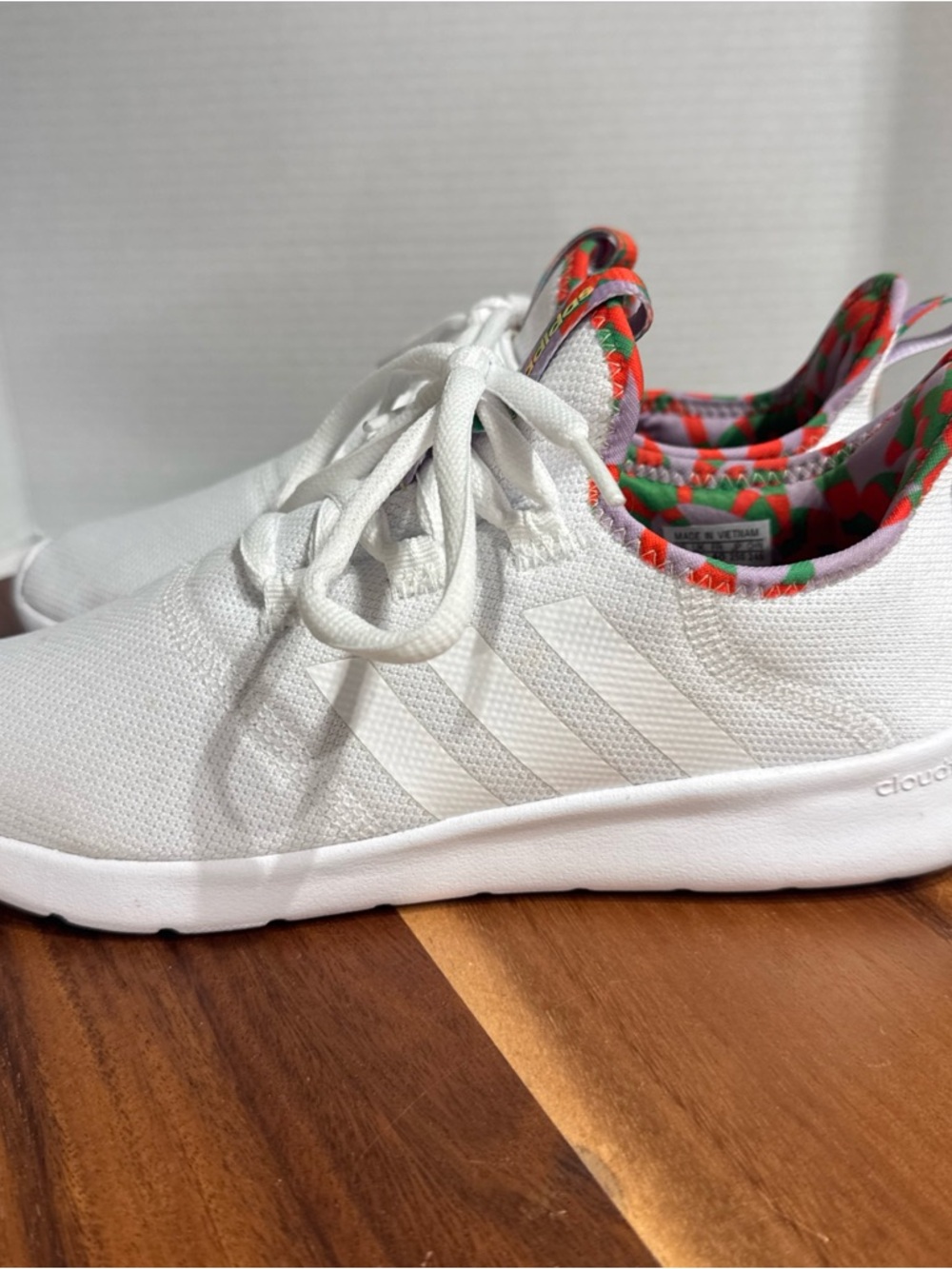 Adidas Cloudfoam Pure Running Shoe Womens Size 8 US White Purple Orange Green - Picture 4 of 10